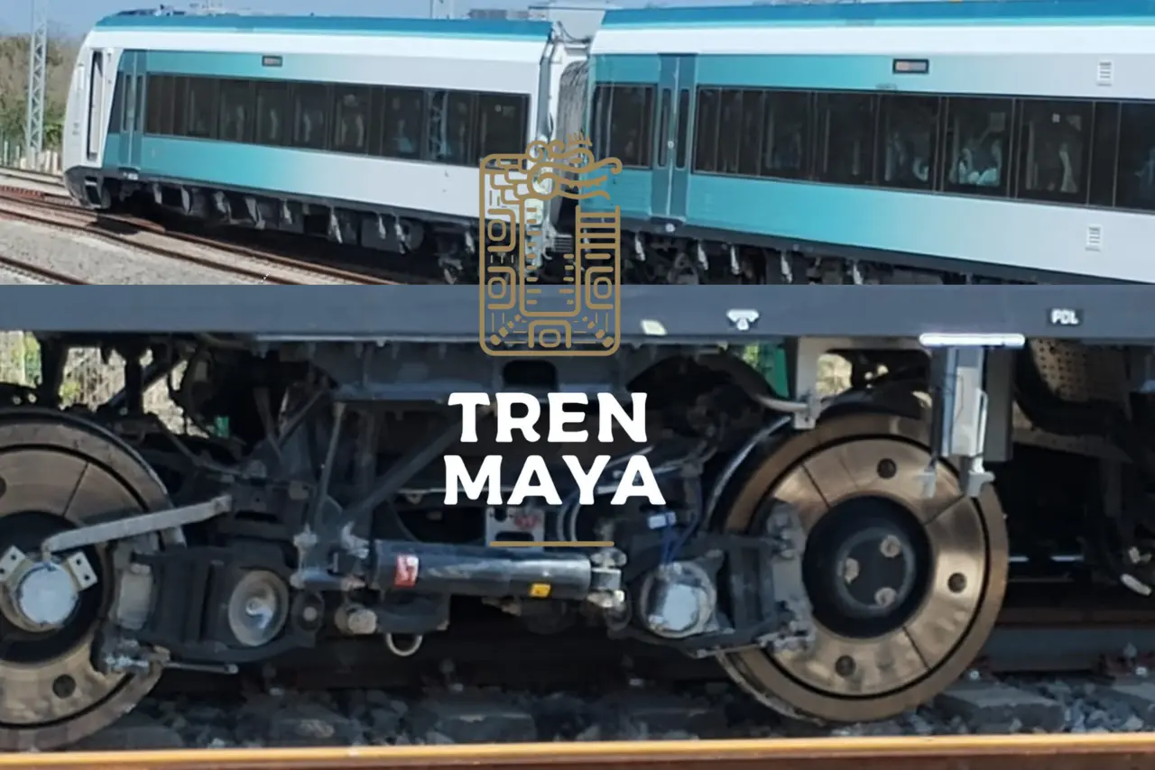 Se descarrila vagón del Tren Maya en su recorrido Campeche-Cancún. Foto: Especial