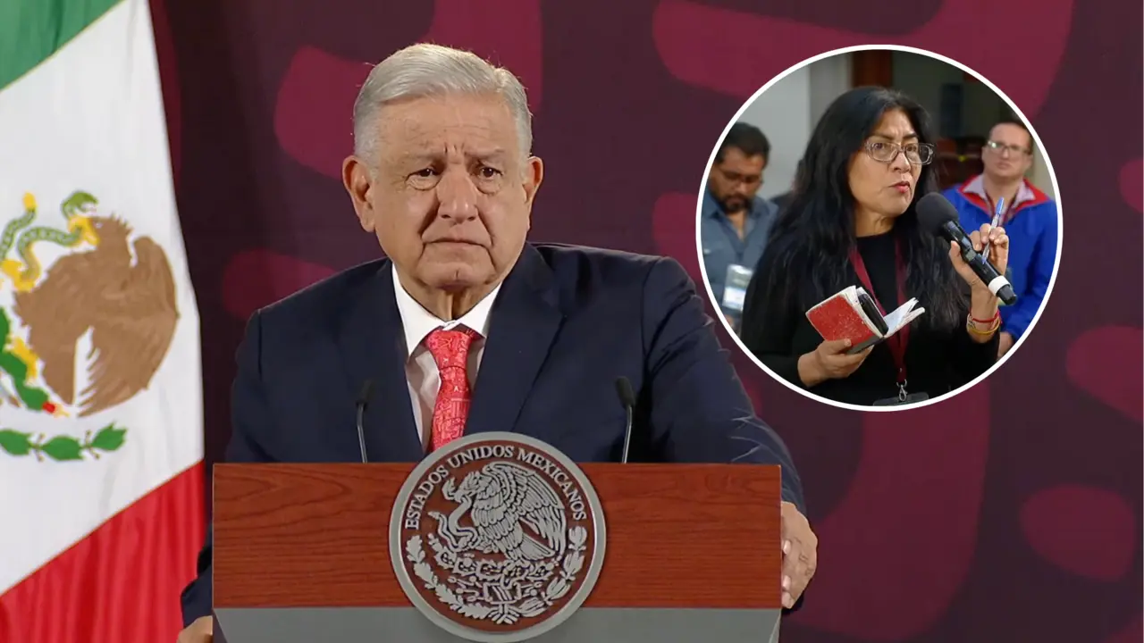 Reportera acusa represión para entrar a la mañanera. Foto: SS @lopezobrador