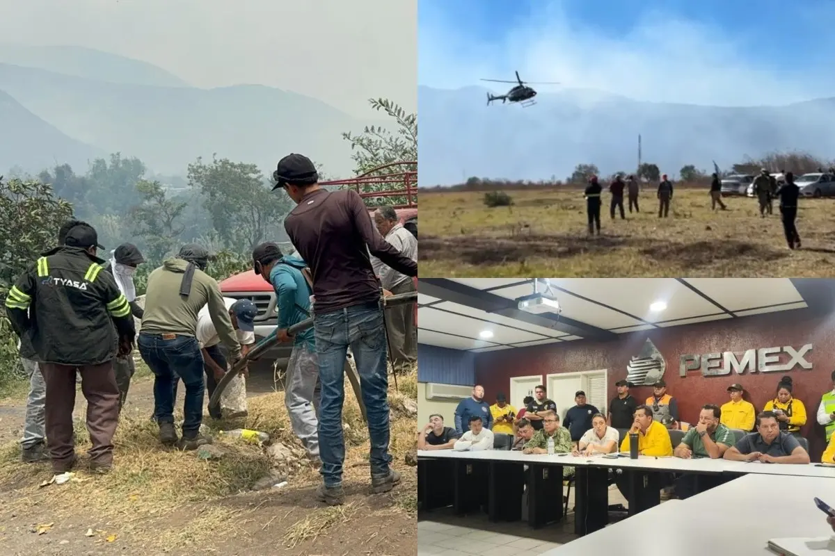 Brigadistas trabajan para controlar el fuego en Altas Montañas de Veracruz Foto: Rosalinda Morales