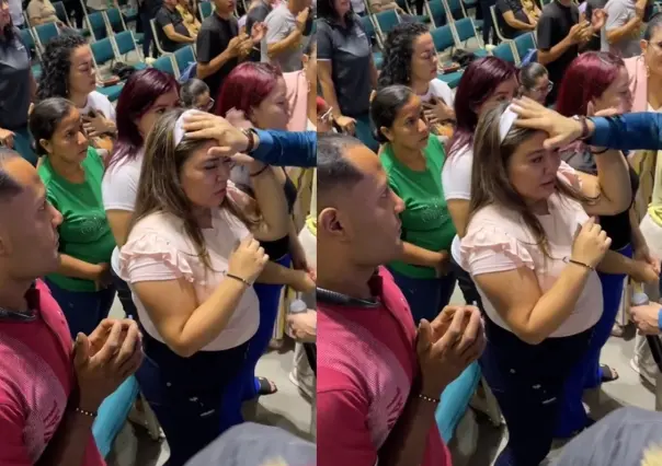 Riñen pastor y mujer en culto religioso; ella le da manotazos (VIDEO)