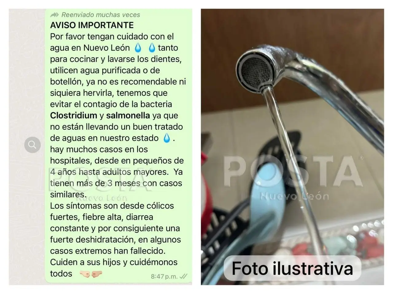 El mismo mensaje, da a conocer que con ello, se evitará el contagio de una bacteria, que pone en tela de juicio el trato del agua en el estado. Foto: Especial.