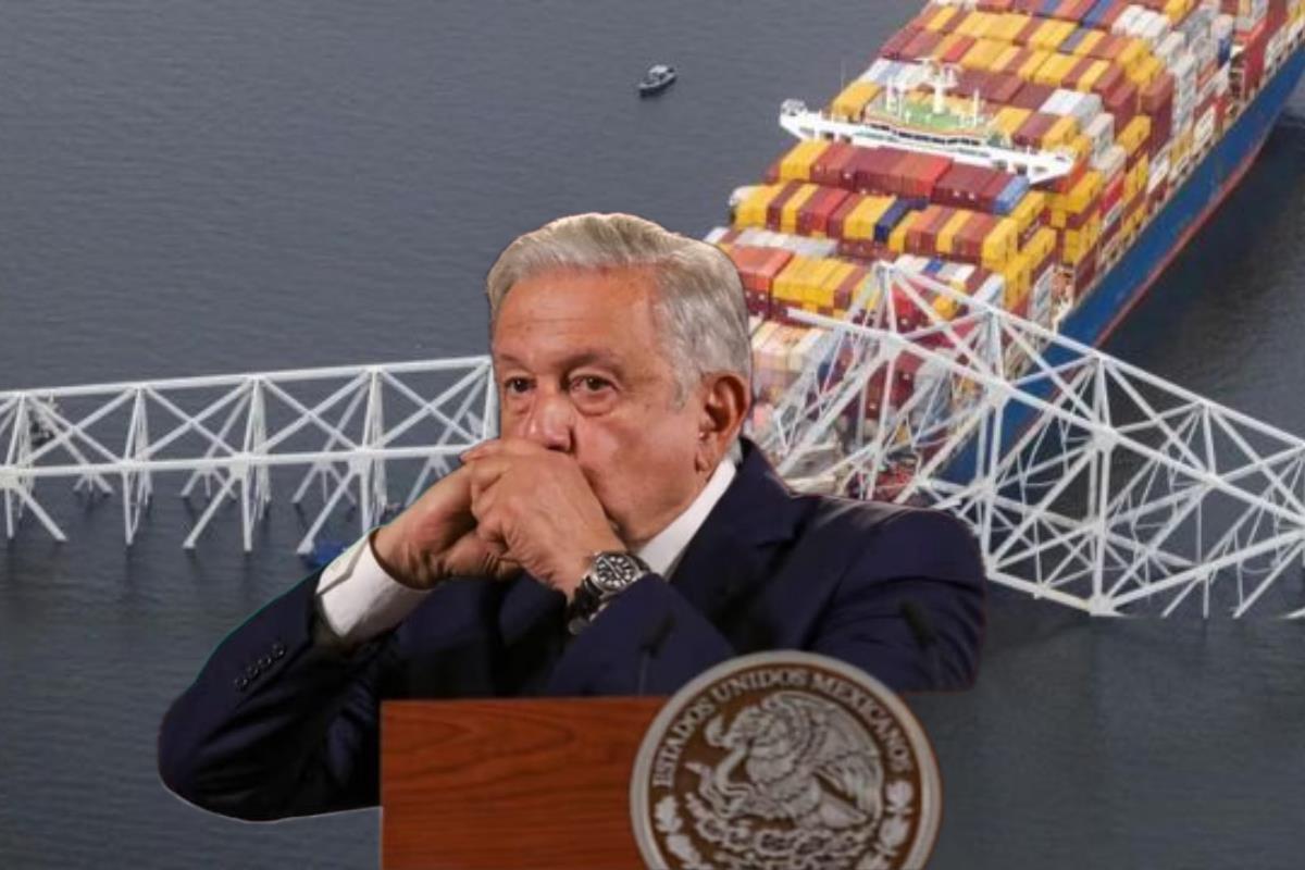 AMLO confirma tres mexicanos afectados tras colapso de puente en Baltimore. Foto: Especial