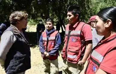 Gobernadora Delfina Gómez supervisa combate de incendios en Jilotzingo