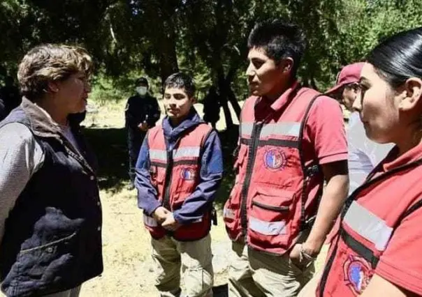 Gobernadora Delfina Gómez supervisa combate de incendios en Jilotzingo