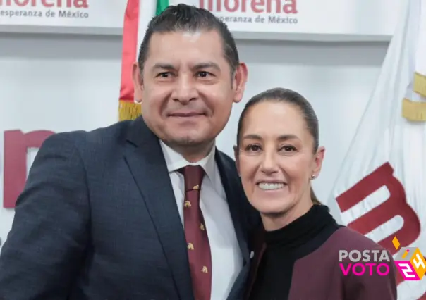 Arropa Claudia Sheinbaum a Alejandro Armenta en Puebla