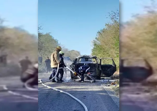 Familia se salva de ser calcinada: Se incendia su camioneta en la vía San Felipe