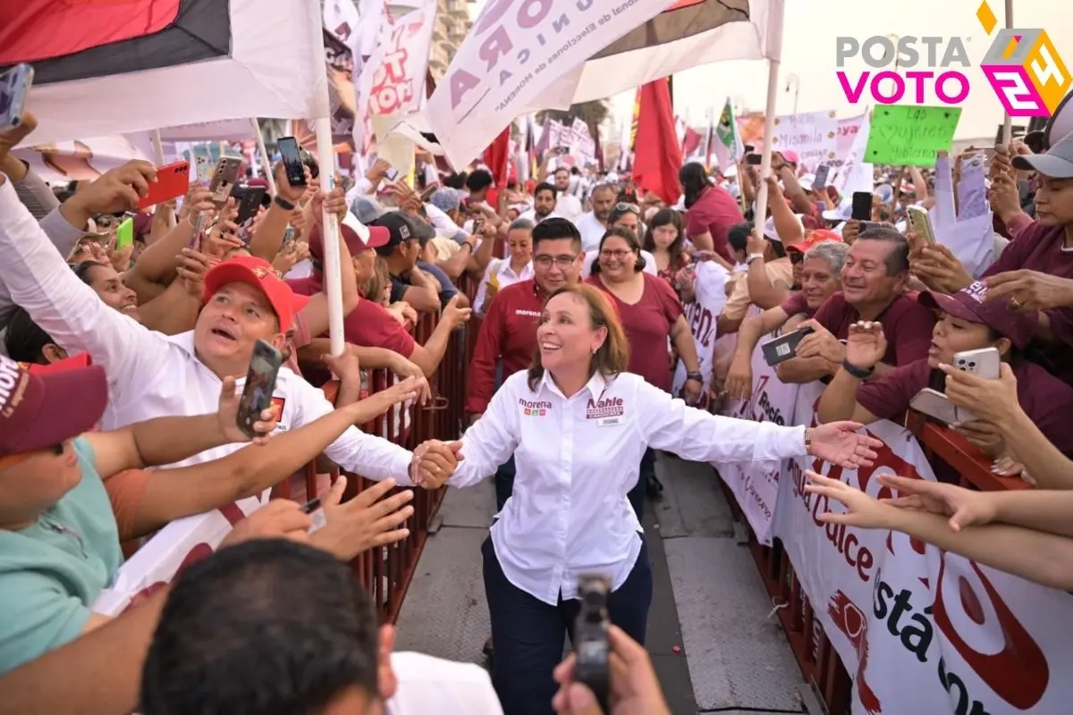 Rocío Nahle con simpatizantes en su inicio de campaña Foto: X(Twitter) @rocionahle