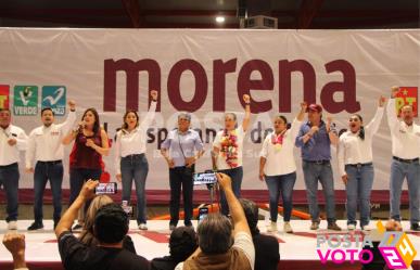 Reúne multitud en La Paz arranque de campaña de Morena, PT y Verde
