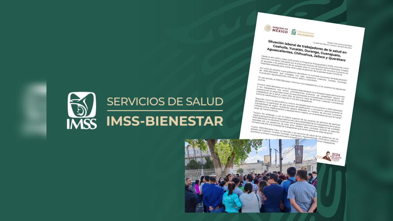 Esto dice IMSS Bienestar sobre despidos a trabajadores de la salud en Durango