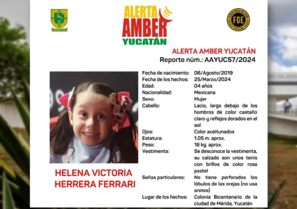 ¿La has visto? Activan Alerta Amber por desaparición de niña de 4 años