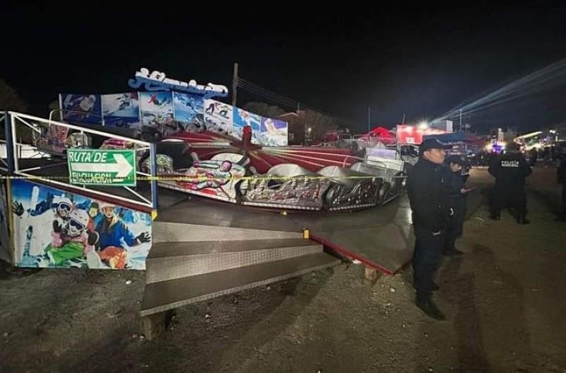 A raíz de este incidente, los elementos de Protección Civil clausuraron todos los juegos mecánicos en las instalaciones de la Feria. Foto: Redes Sociales.