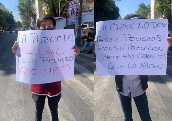 ¡La publicidad mata!, vecinos de Cuauhtémoc piden que retiren espectaculares