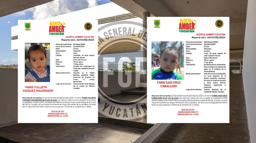 Desaparecen dos niños de 1 año en Mérida; activan Alerta Amber