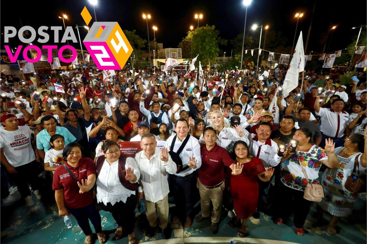 El aspirante a la gubernatura de Yucatán por Morena, PT y PVEM, Joaquín Díaz Mena, realizó campaña en los municipios de Tixcacalcupul, Chichimilá y Chemax  donde apoyó las candidaturas municipales de su partido.- Foto de Cortesía