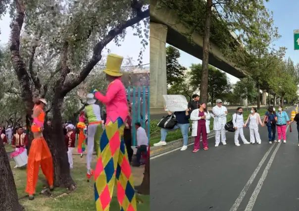 Fiesta y manifestantes a las afueras del INE previo al Debate Presidencial