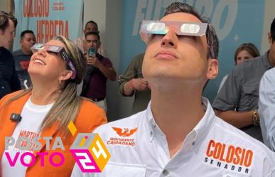 Colosio y Martha Herrera aprecian el eclipse solar en su comité de campaña