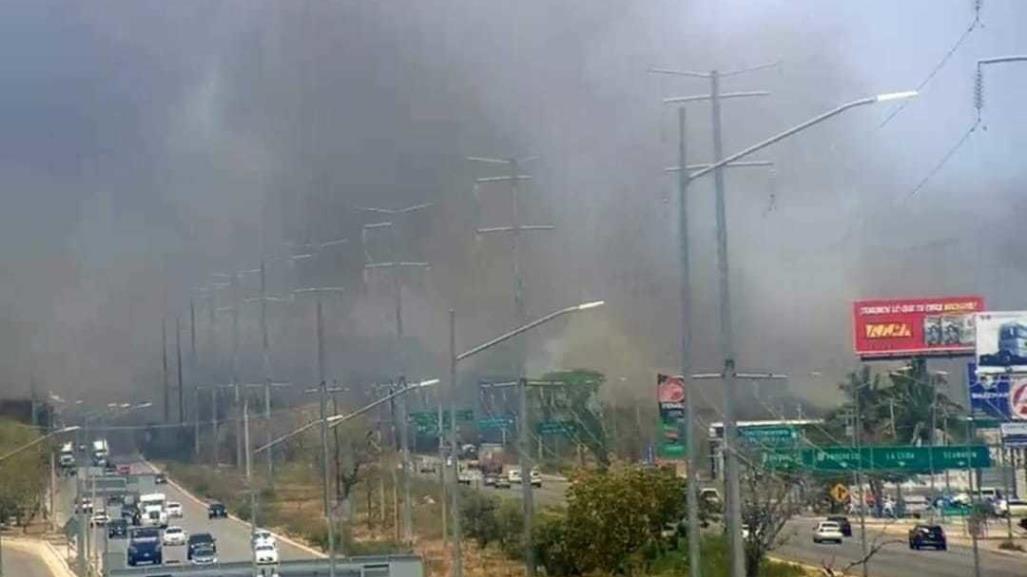 SSP advierte sobre incendio en Carretera Federal Mérida-Progreso