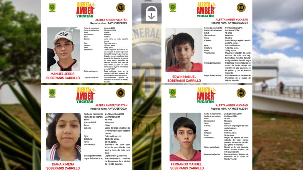 Alerta Amber: Buscan a cuatro hermanos desaparecidos en Yucatán