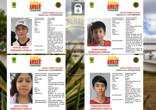 Alerta Amber: Buscan a cuatro hermanos desaparecidos en Yucatán