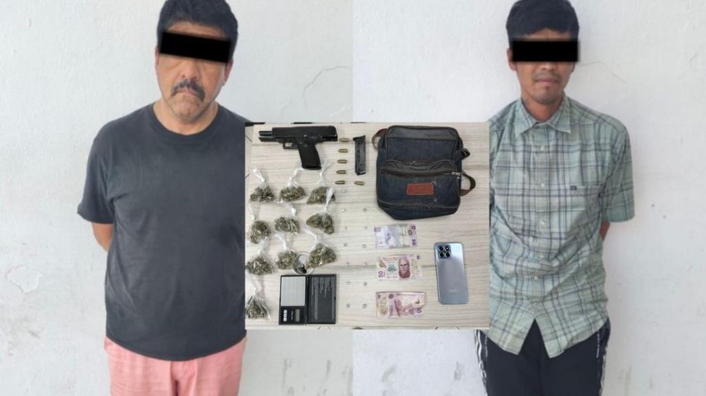 Detienen a dos hombres armados y con droga en Guadalupe