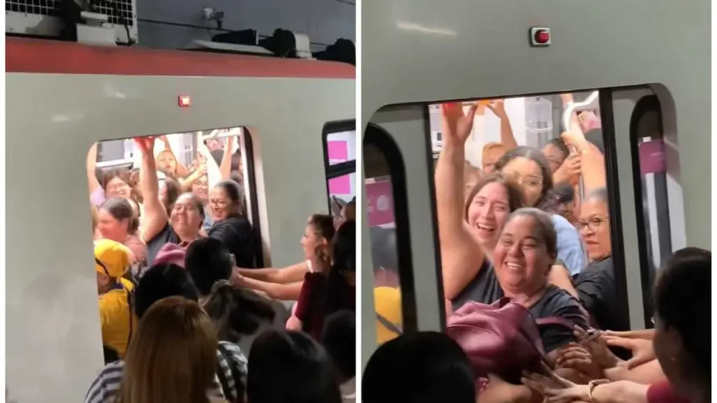 Empujan a joven para entrar a vagón exclusivo de mujeres en Monterrey (VIDEO)