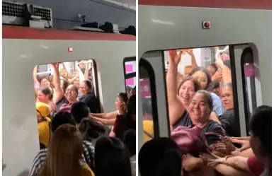 Empujan a joven para entrar a vagón exclusivo de mujeres en Monterrey (VIDEO)