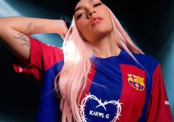 Karol G y su corazón espinado plasmada en la jersey del FC Barcelona (VIDEO)