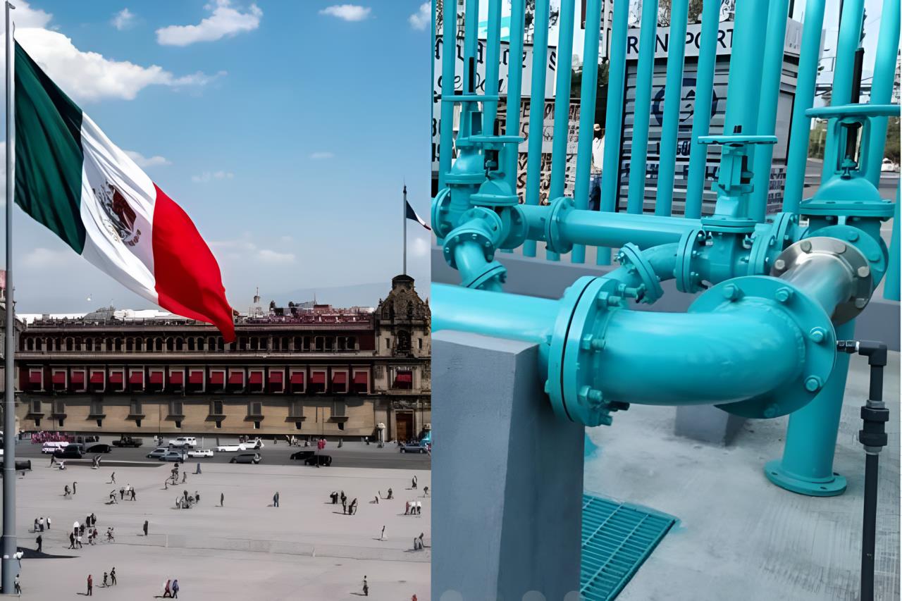 Zócalo de la CDMX y sistema de agua.     Foto: Especial