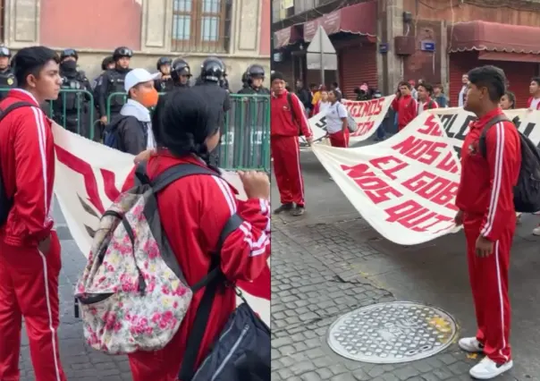 Manifestantes exigen reapertura de Escuela Normal Rural en Palacio Nacional