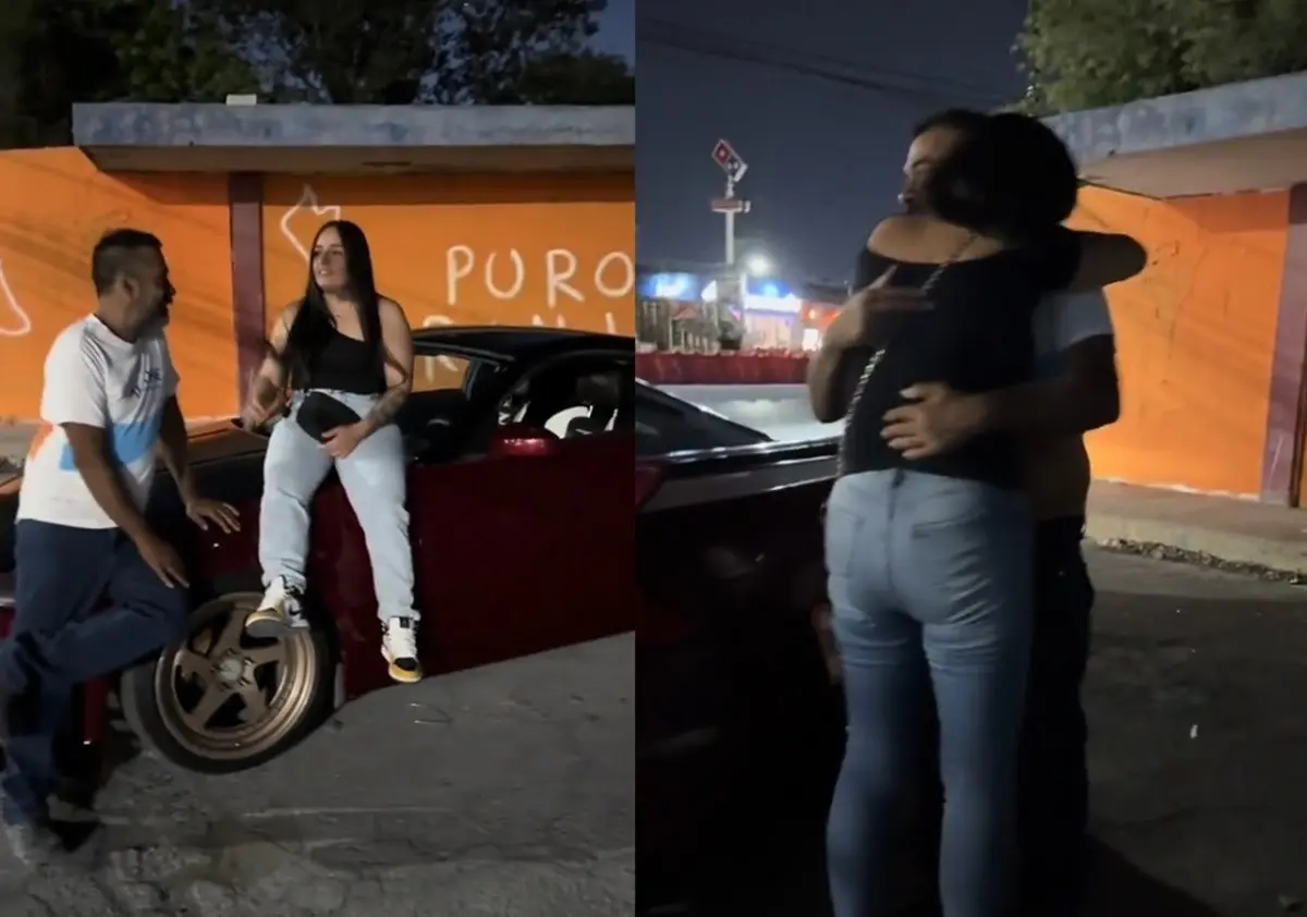 Jorge Adrián Pineda Chávez, de 54 años, indigente que se volvió viral en Monterrey, logró reencontrarse con su hermana Beatriz. Foto: TikTok Edith Sifuentes