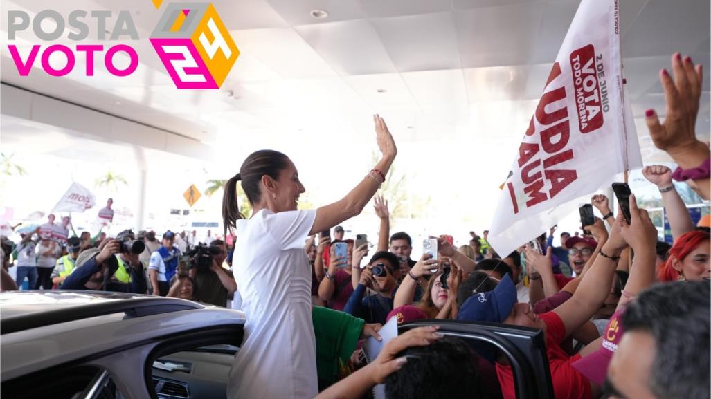 Claudia Sheinbaum  es recibida en Mérida con ambiente festivo