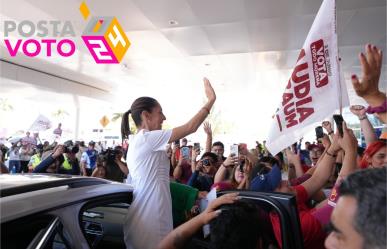 Claudia Sheinbaum  es recibida en Mérida con ambiente festivo