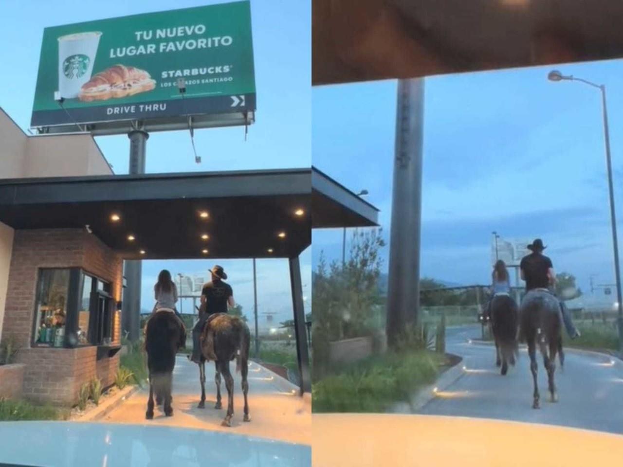 ¡Cita perfecta! Pareja acude a Starbucks montados en Caballo (VIDEO)