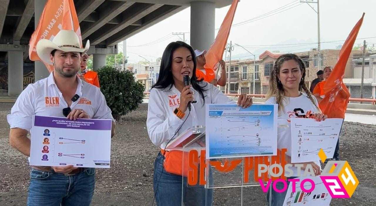 La emecista dijo que las encuestadoras, Demoscopía Digital, VotoMX, Inteligentus y Arias Consultores coinciden en que tiene una tendencia a la alza. Foto: Armando Galicia.