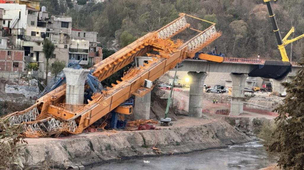 Incidente en Tren Interurbano México-Toluca: cae maquinaria de 800 toneladas