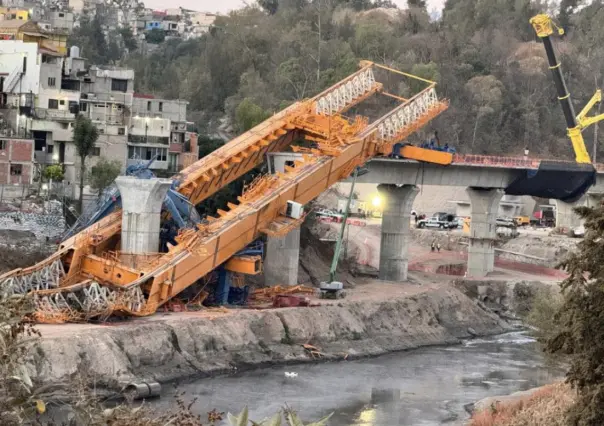 Incidente en Tren Interurbano México-Toluca: cae maquinaria de 800 toneladas