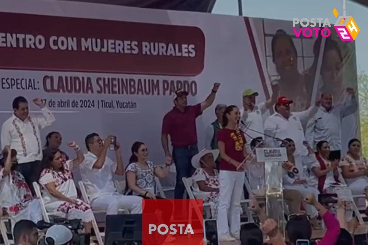 Claudia Sheinbaum sostuvo un encuentro con la comunidad de mujeres en Ticul, Yucatán Foto: Equipo de campaña