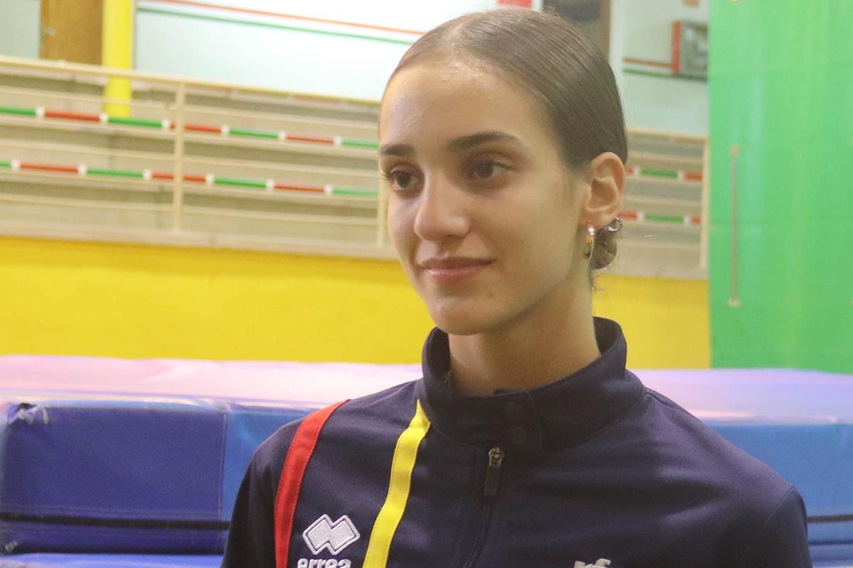 Maria Herránz Gómez en el  ampeonato Mundial de Gimnasia en Trampolín Birmingham 2023. Foto: X (antes Twitter)/@aytocabanillas