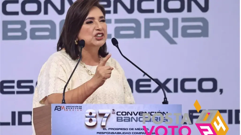 Xóchitl Gálvez cuestiona reforma de pensiones en Convención Bancaria