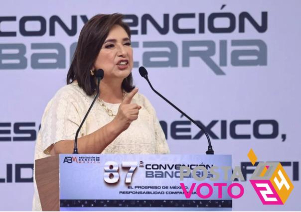 Xóchitl Gálvez cuestiona reforma de pensiones en Convención Bancaria