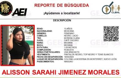 Desaparece Alisson Sarahí Jiménez de 13 años en Monterrey