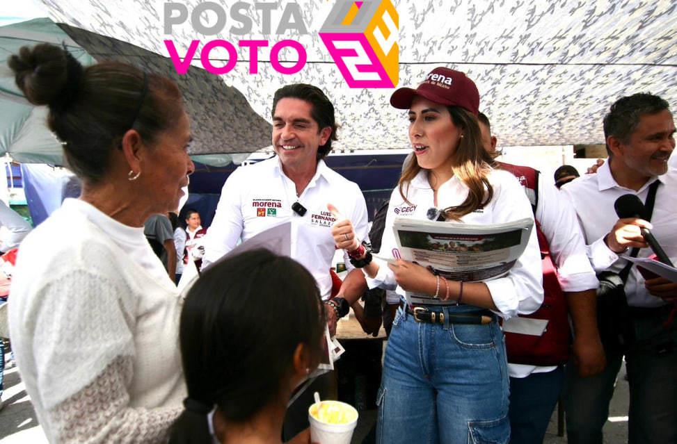 Luis Fernando Salazar y Cecilia Guadiana durante una acto de campaña. (Fotografía: Morena)