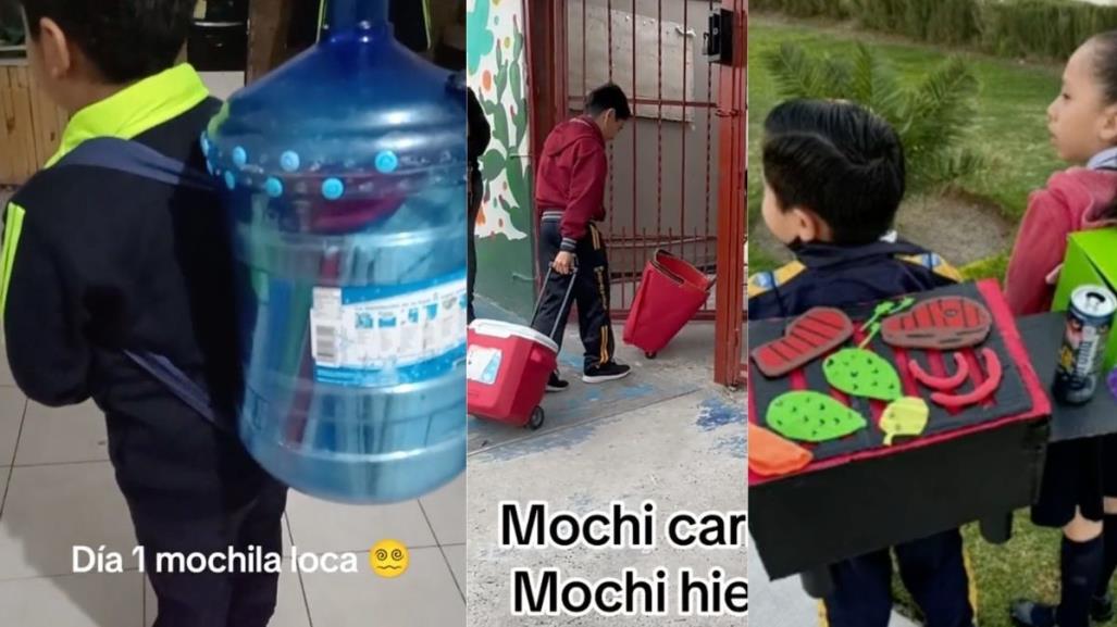 Convierten garrafón de agua purificada en mochila loca (VIDEO)