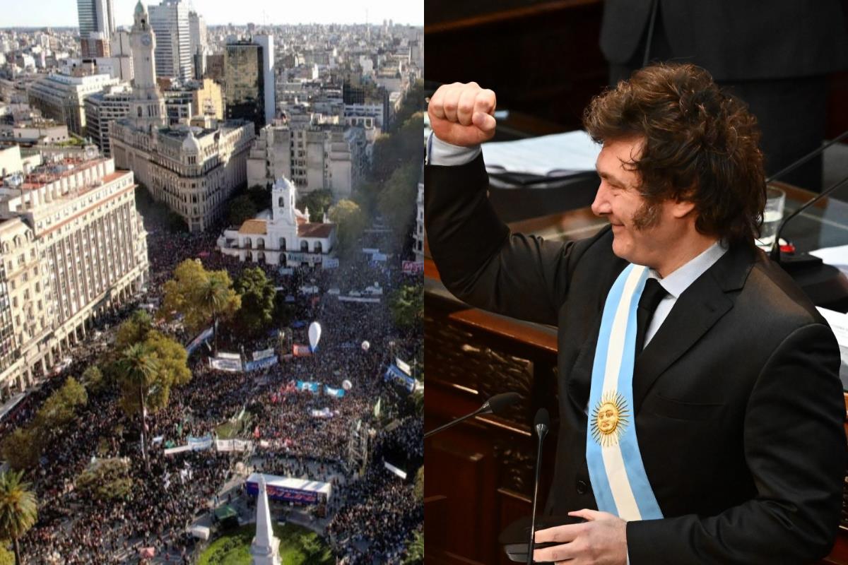 Panorámica de Buenos Aires, Argentina, en la Marcha Federal Universitaria, junto a Javier Milei. Foto: X/Especial