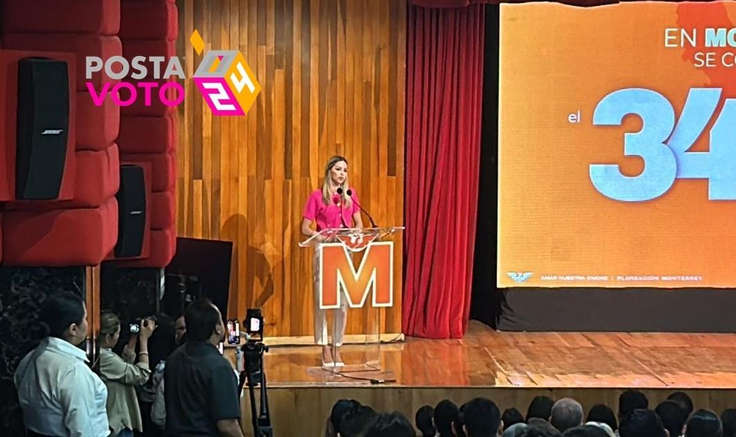 La candidata de Movimiento Ciudadano a la alcaldía de Monterrey, Mariana Rodríguez señaló que se implementarán programas enfocados a los emprendedores. Fotos. Armando Galicia