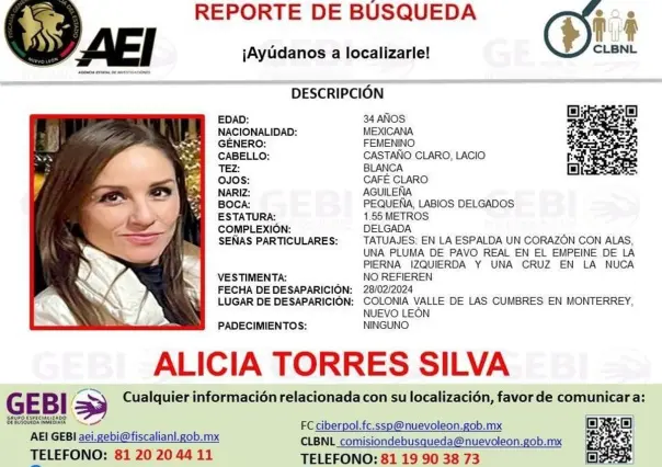 Buscan familiares a Alicia Torres Silva, desaparecida desde hace 2 meses