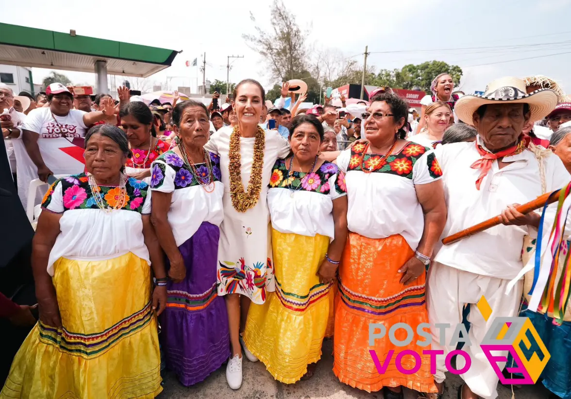 Claudia Sheinbaum, candidata a la Presidencia por la Coalición “Sigamos Haciendo Historia”, destaca el apoyo del pueblo veracruzano a Morena, pese a la oposición, durante evento en Álamo Temapache. Foto: Cortesía