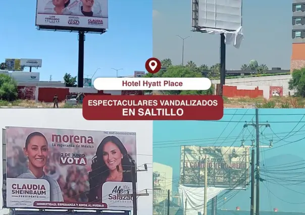 Denuncian al PRI por presunto vandalismo en espectaculares de Morena