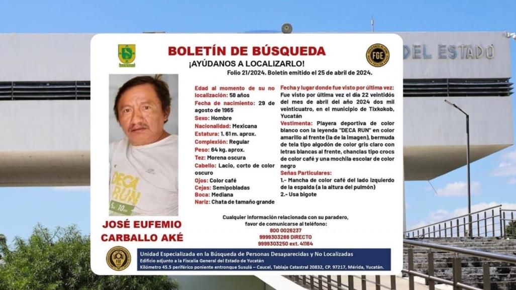 Boletín de búsqueda: Buscan a José Eufemio Carballo Aké