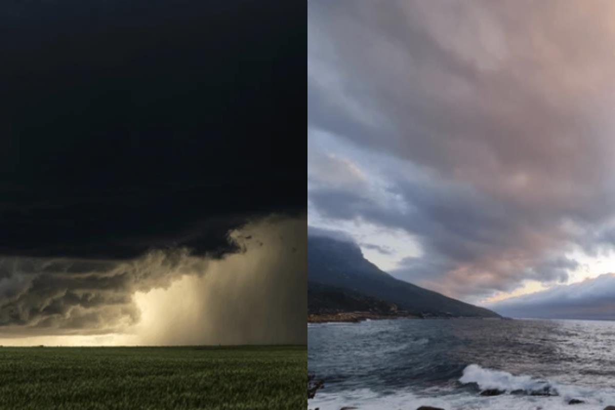 Un cielo repleto de nubles oscuras y más un paisaje con nubes más viento. Foto: Especial